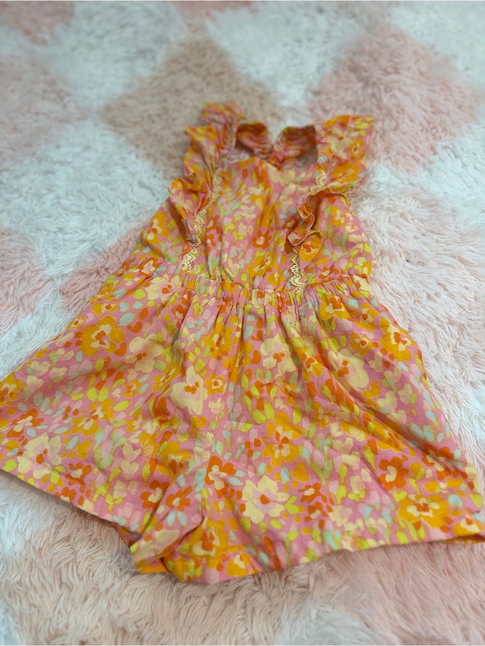 EttaVee Girls Floral Ruffle Romper Sz 5